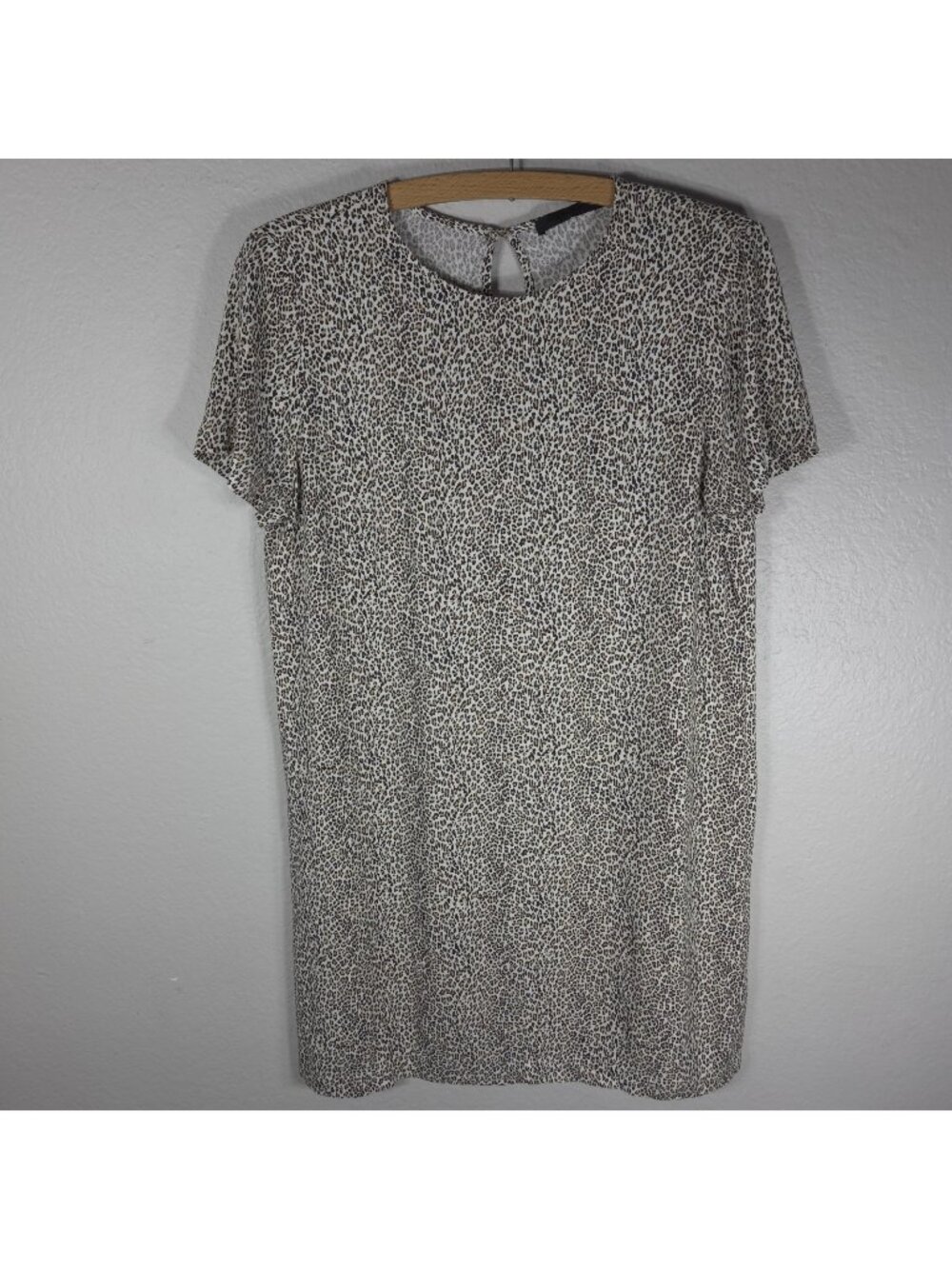 Jenni Kayne Leopard Print T-Shirt Mini Dress Size S Oversized Short Sleeves